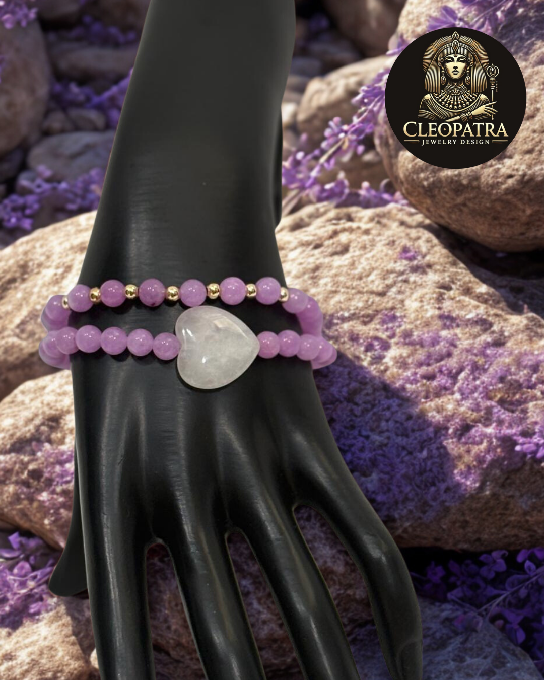 Kunzite & Rose Quartz Heart Bracelet